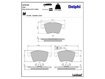 set placute frana,frana disc DELPHI LP3142
