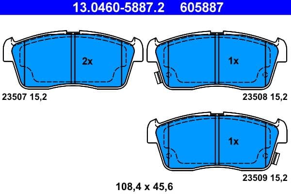 set placute frana,frana disc ATE 13.0460-5887.2