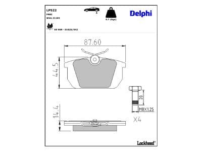 set placute frana,frana disc DELPHI LP522
