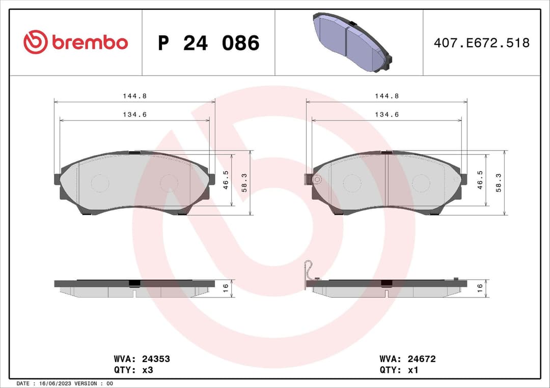 set placute frana,frana disc BREMBO PRIME LINE P 24 086