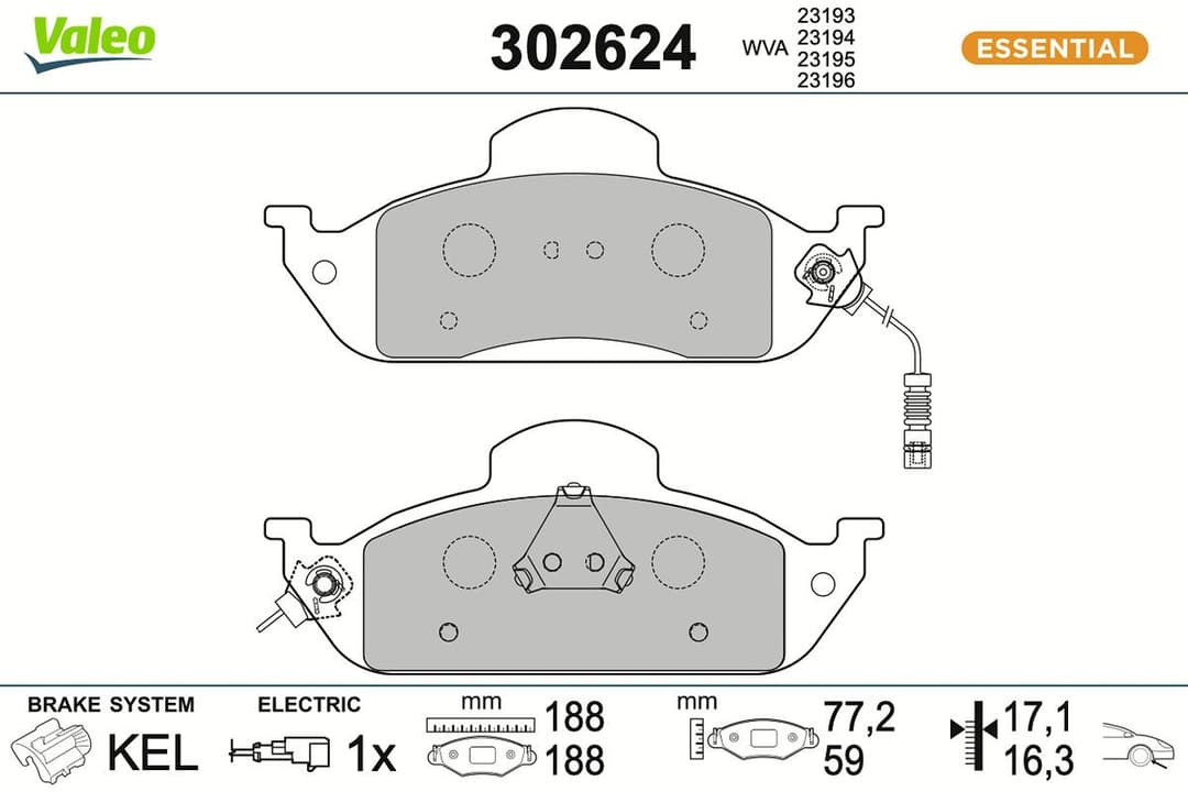 set placute frana,frana disc VALEO ESSENTIAL 302624