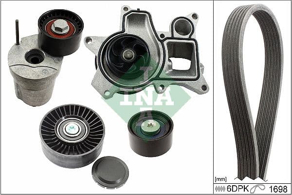 Pompa apa + Set curea transmisie cu caneluri Schaeffler INA 529 0369 30
