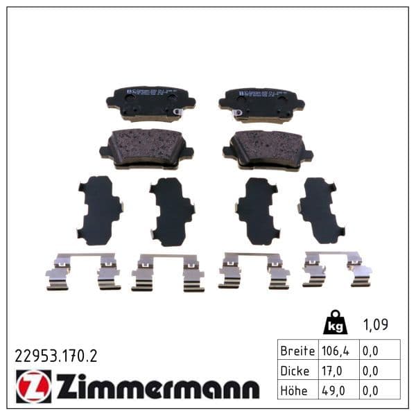 set placute frana,frana disc ZIMMERMANN 22953.170.2