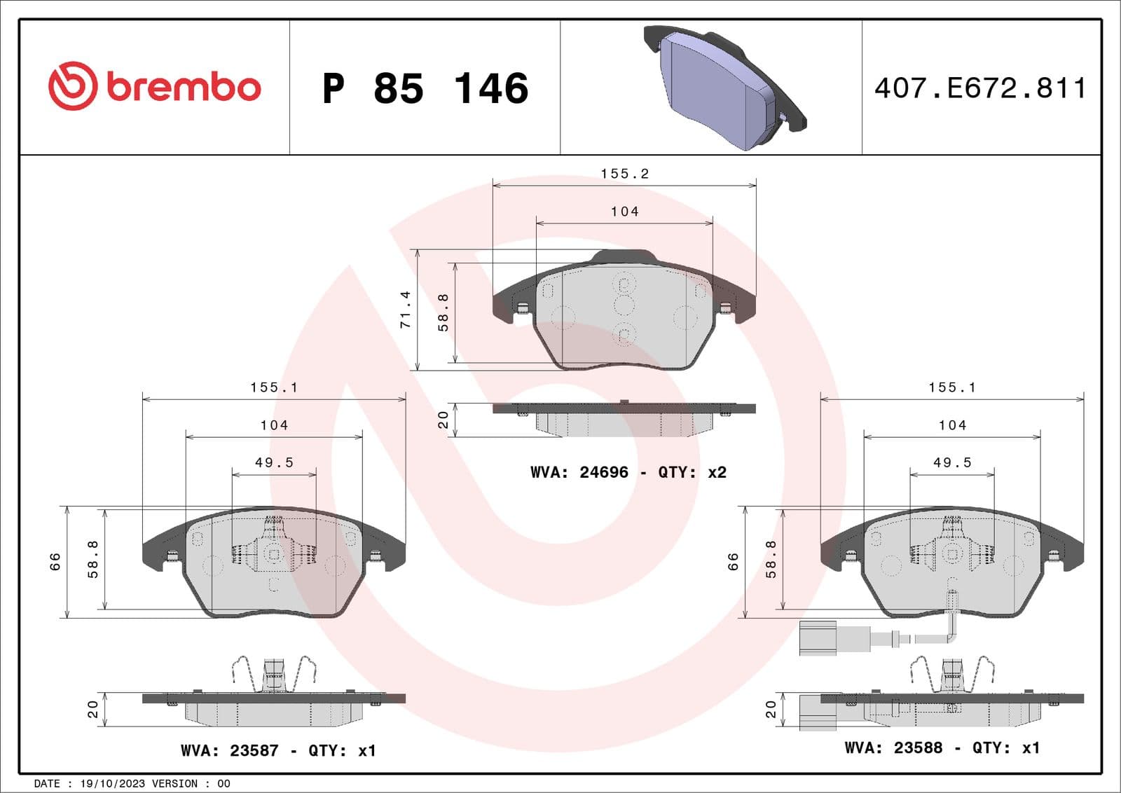 set placute frana,frana disc BREMBO PRIME LINE P 85 146