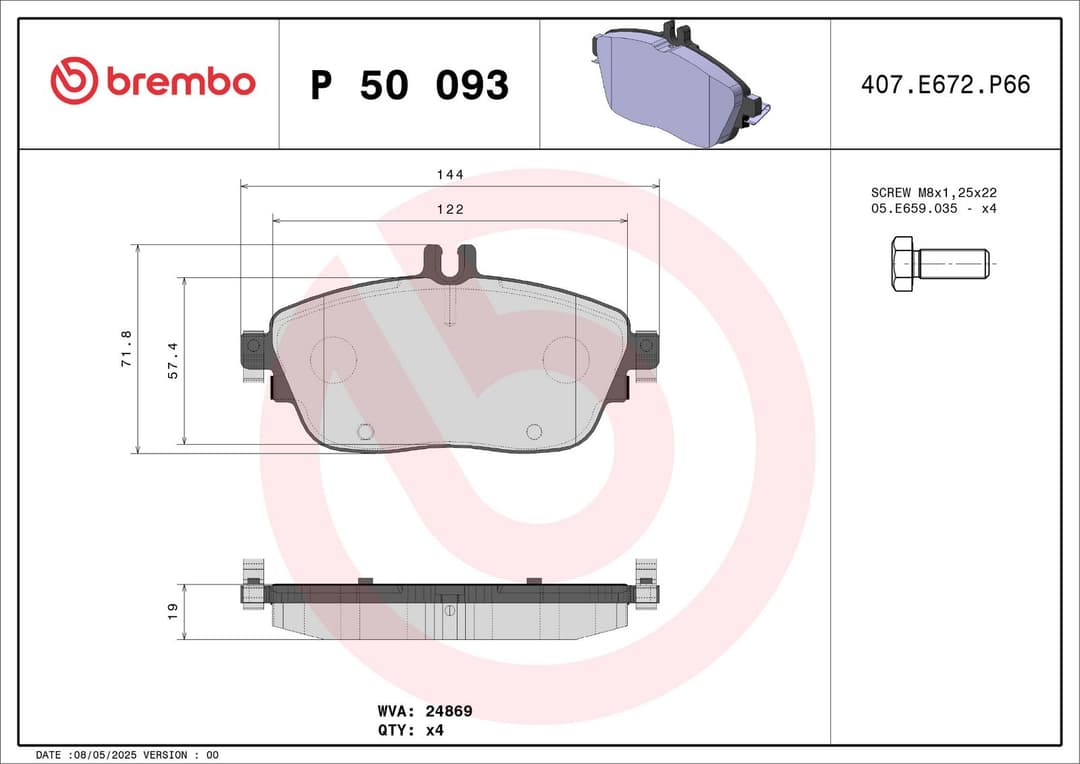 set placute frana,frana disc BREMBO XTRA LINE P 50 093X