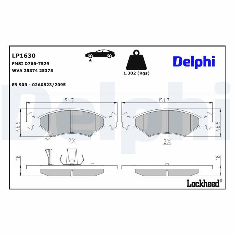 set placute frana,frana disc DELPHI LP1630