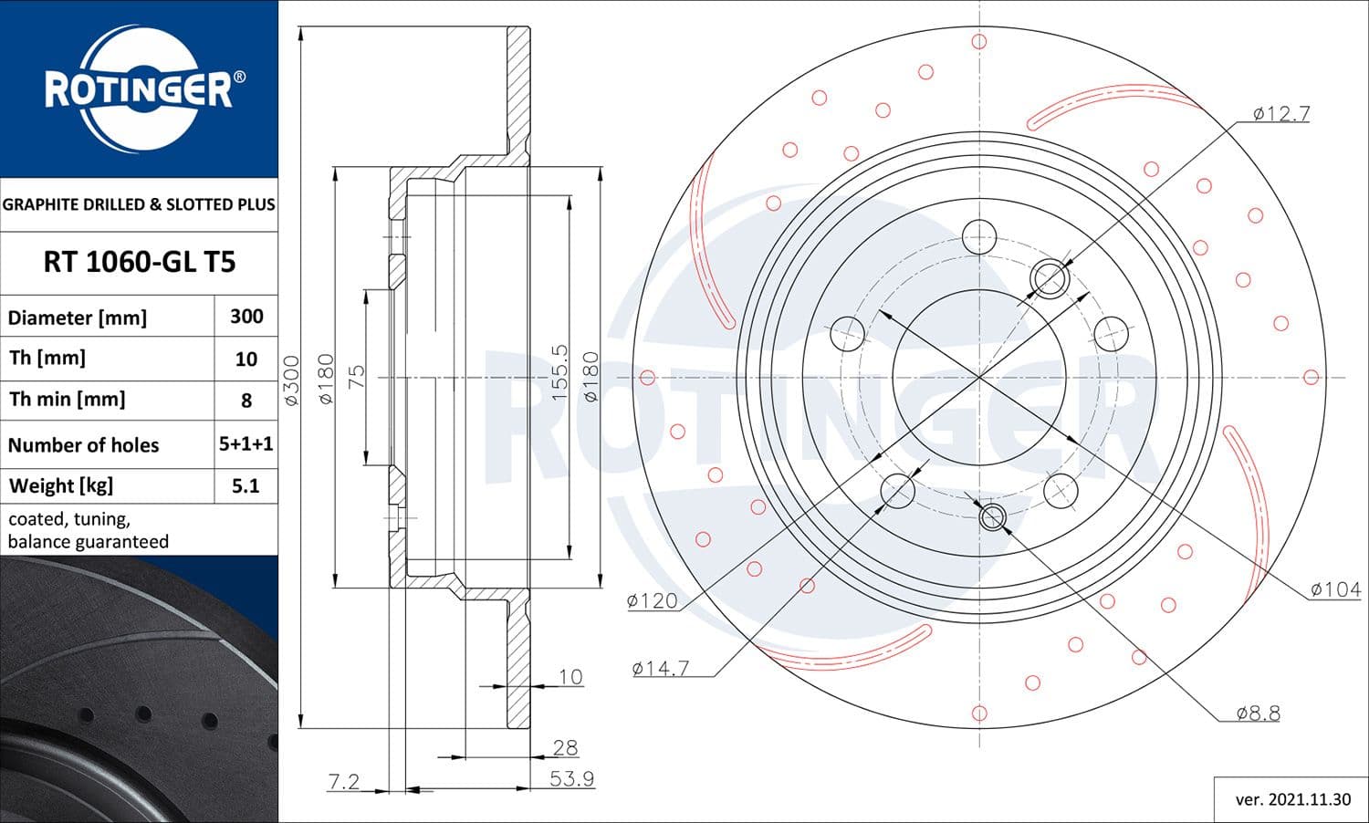 Disc frana ROTINGER RT 1060-GL T5