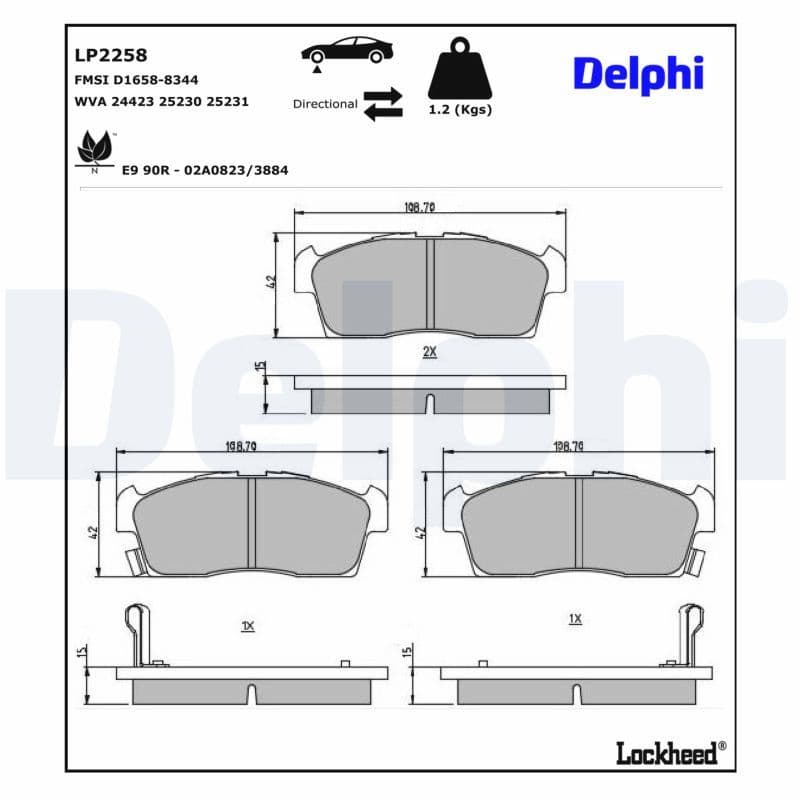 set placute frana,frana disc DELPHI LP2258