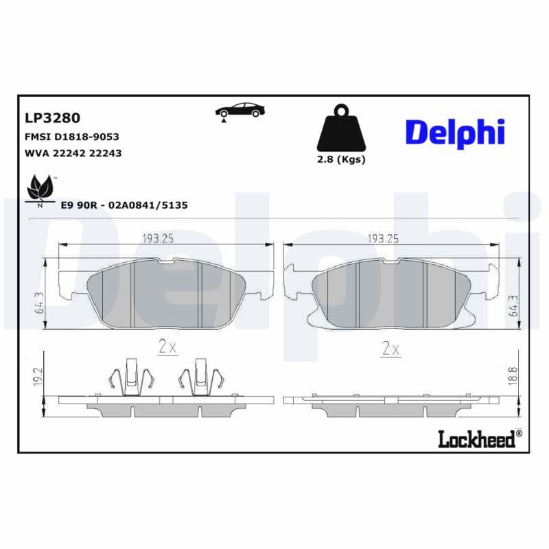set placute frana,frana disc DELPHI LP3280