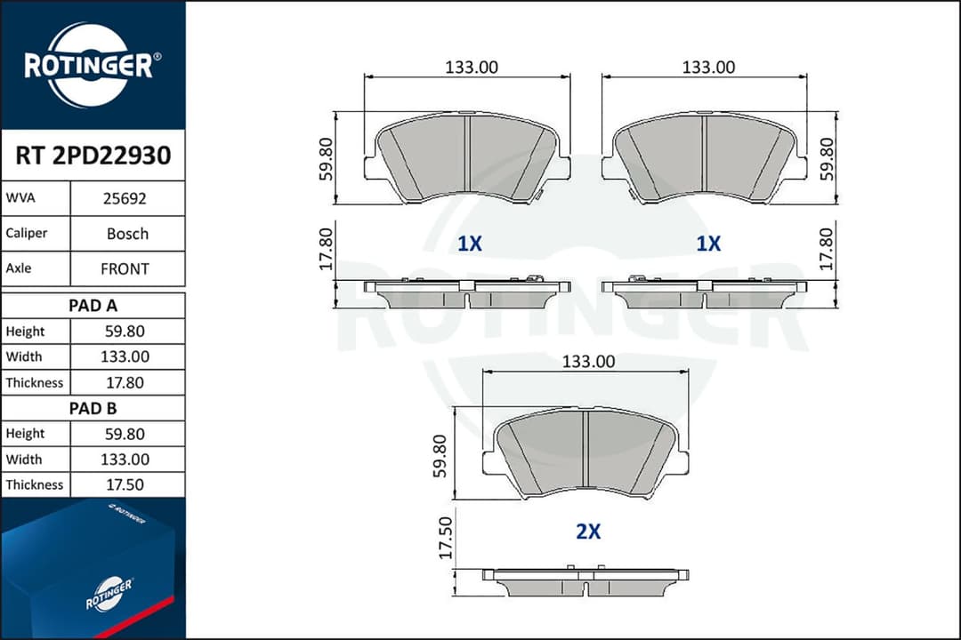 set placute frana,frana disc ROTINGER RT 2PD22930