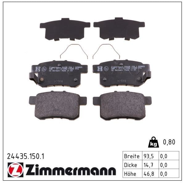 set placute frana,frana disc ZIMMERMANN 24435.150.1