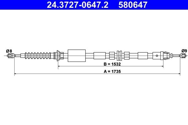 Cablu, frana de parcare ATE 24.3727-0647.2