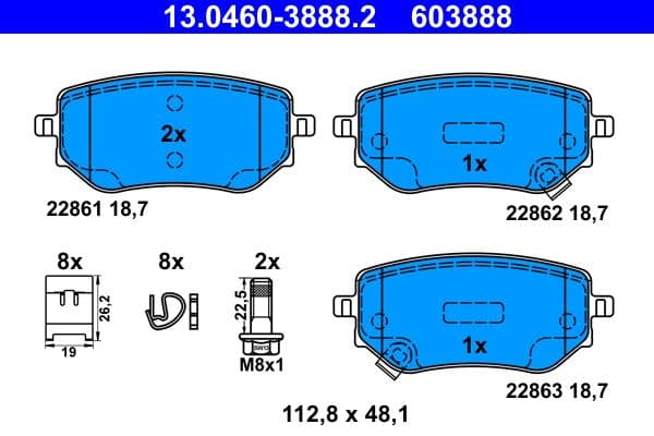 set placute frana,frana disc ATE 13.0460-3888.2