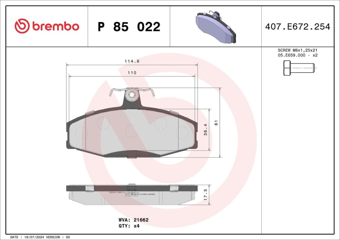 set placute frana,frana disc BREMBO PRIME LINE P 85 022