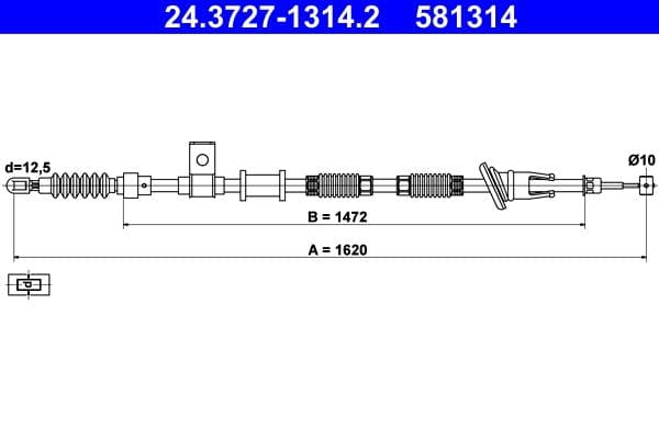Cablu, frana de parcare ATE 24.3727-1314.2