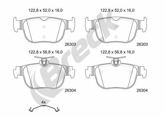 set placute frana,frana disc BRECK 26303 00 704 00