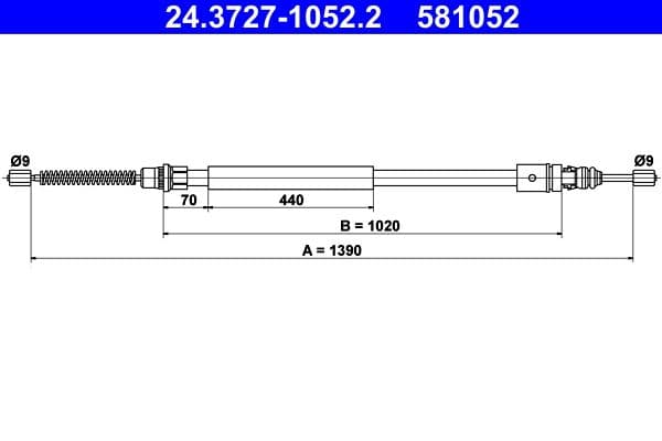 Cablu, frana de parcare ATE 24.3727-1052.2