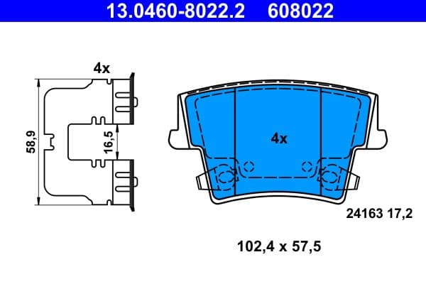 set placute frana,frana disc ATE 13.0460-8022.2