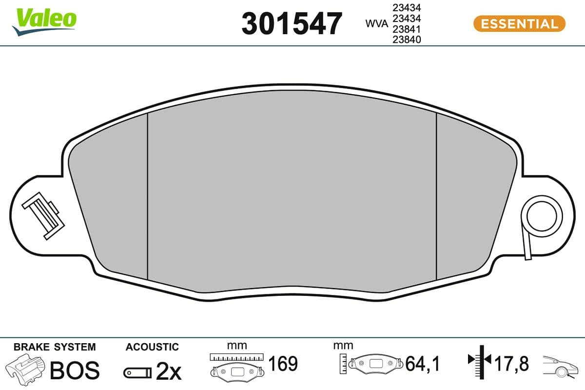 set placute frana,frana disc VALEO ESSENTIAL 301547