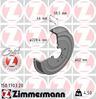 Tambur frana ZIMMERMANN COAT Z 150.1703.20