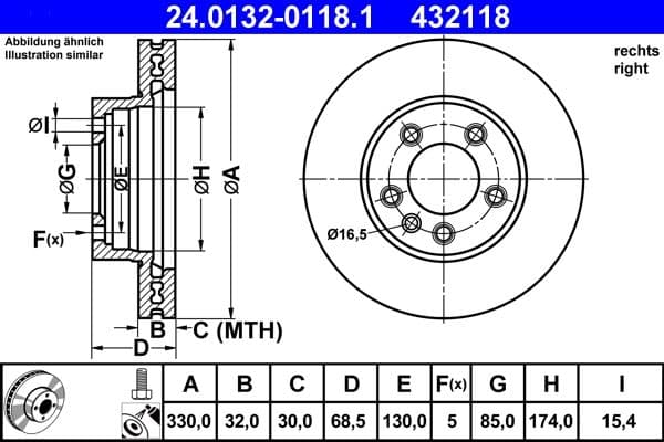 Disc frana ATE 24.0132-0118.1