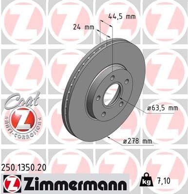Disc frana ZIMMERMANN COAT Z 250.1350.20