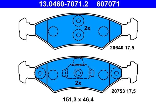 set placute frana,frana disc ATE 13.0460-7071.2