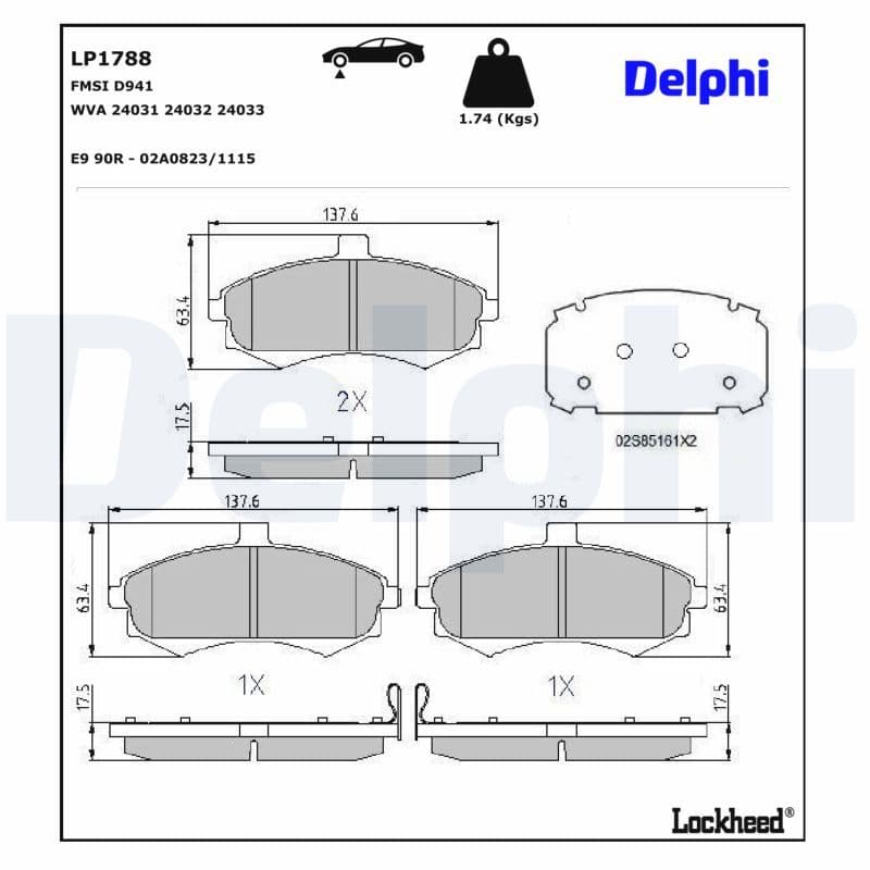 set placute frana,frana disc DELPHI LP1788
