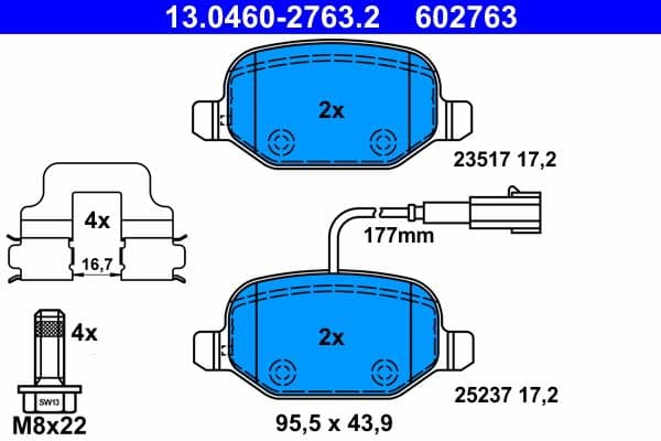 set placute frana,frana disc ATE 13.0460-2763.2