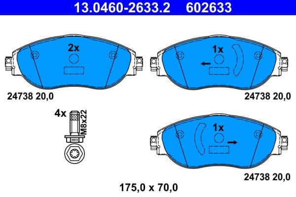 set placute frana,frana disc ATE 13.0460-2633.2