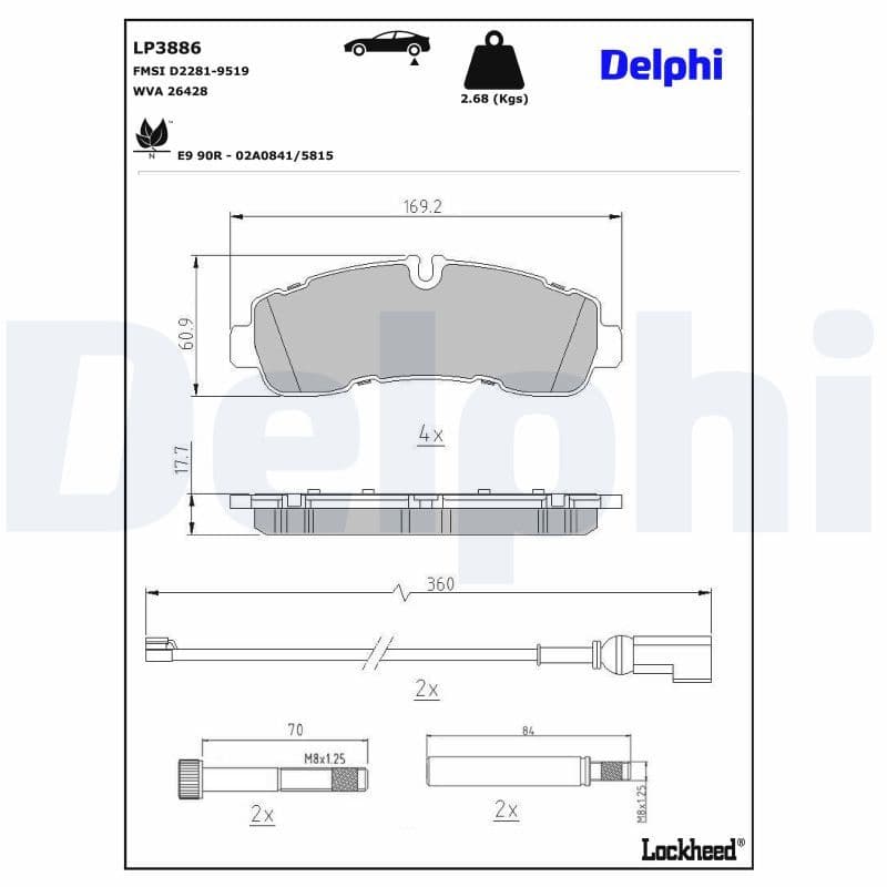 set placute frana,frana disc DELPHI LP3886