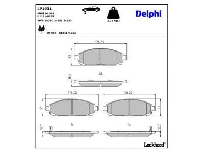 set placute frana,frana disc DELPHI LP1931