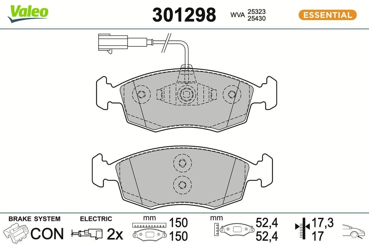 set placute frana,frana disc VALEO ESSENTIAL 301298