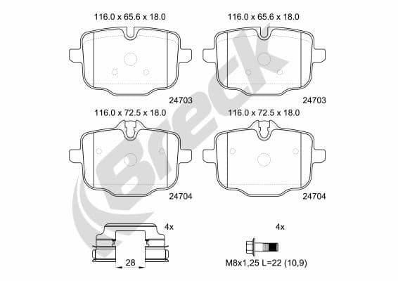 set placute frana,frana disc BRECK 24704 00 554 00