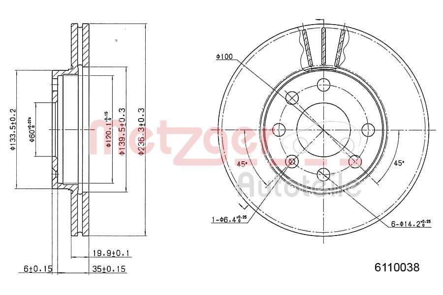 Disc frana METZGER 6110038