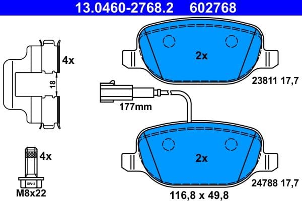 set placute frana,frana disc ATE 13.0460-2768.2