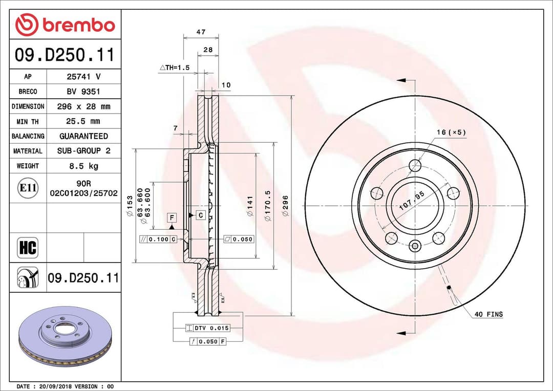Disc frana BREMBO 09.D250.11
