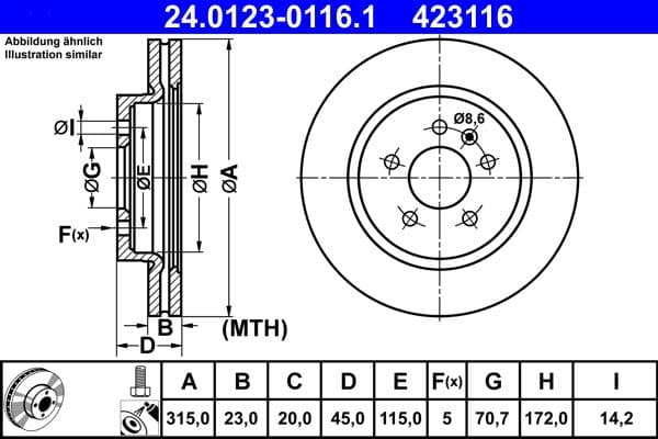 Disc frana ATE 24.0123-0116.1