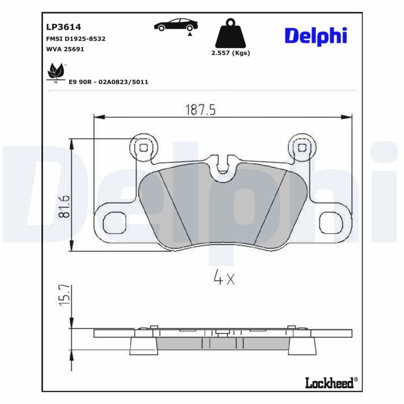 set placute frana,frana disc DELPHI LP3614