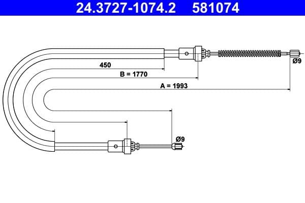 Cablu, frana de parcare ATE 24.3727-1074.2