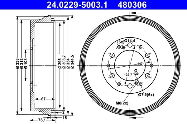Tambur frana ATE 24.0229-5003.1