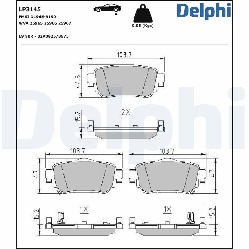 set placute frana,frana disc DELPHI LP3145