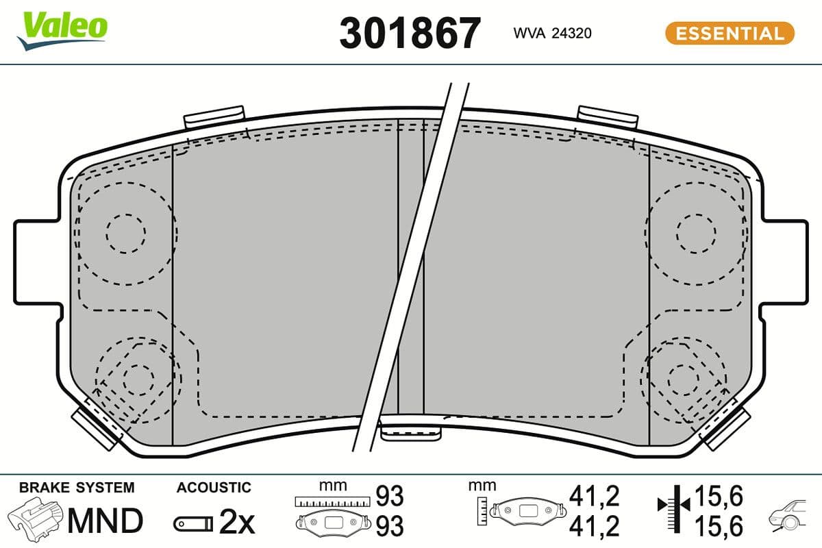 set placute frana,frana disc VALEO ESSENTIAL 301867