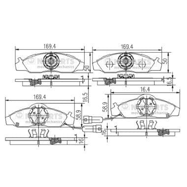 set placute frana,frana disc NIPPARTS J3600400