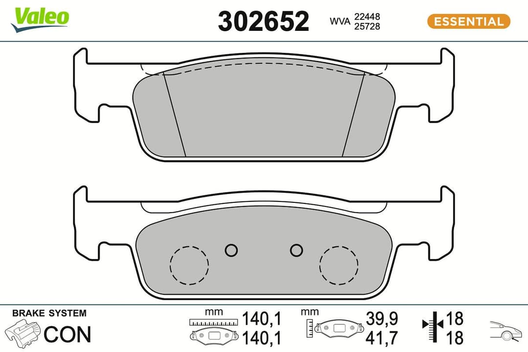 set placute frana,frana disc VALEO ESSENTIAL 302652