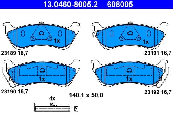 set placute frana,frana disc ATE 13.0460-8005.2