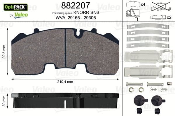 set placute frana,frana disc VALEO OPTIPACK 882207