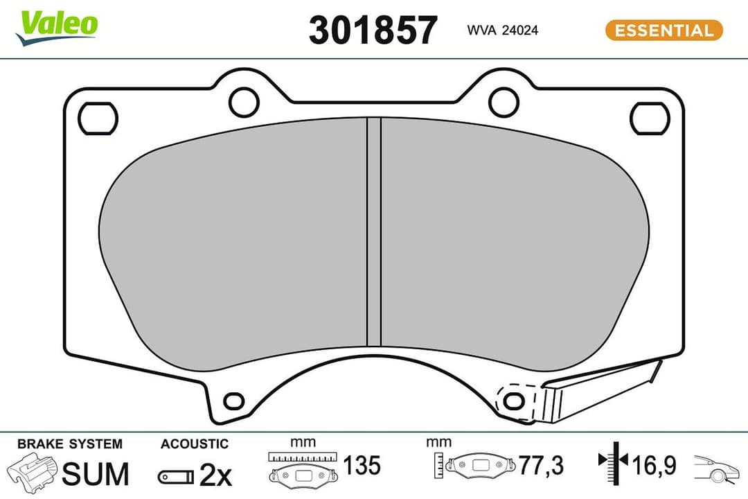 set placute frana,frana disc VALEO ESSENTIAL 301857