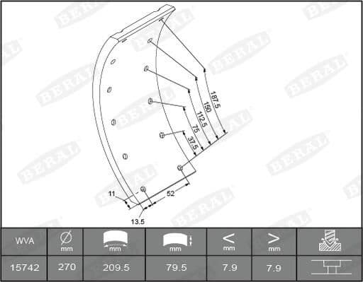 Set garnituri de frictiune, frana tambur BERAL KBL15030.0-1561