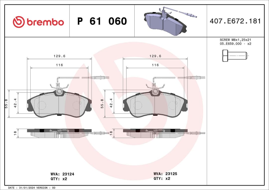 set placute frana,frana disc BREMBO PRIME LINE P 61 060